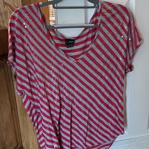 Grey and red women’s shirt